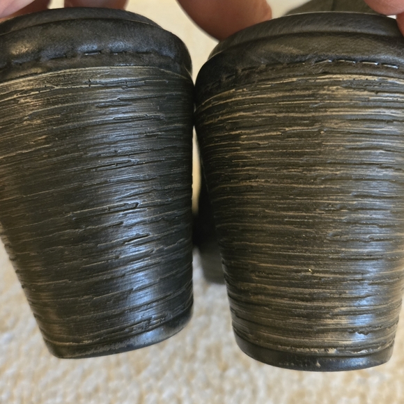 Dansko Vanda Black Pebbled Leather Slingback Peep Toe Wedge Sandals Sz 41 - Picture 10 of 11